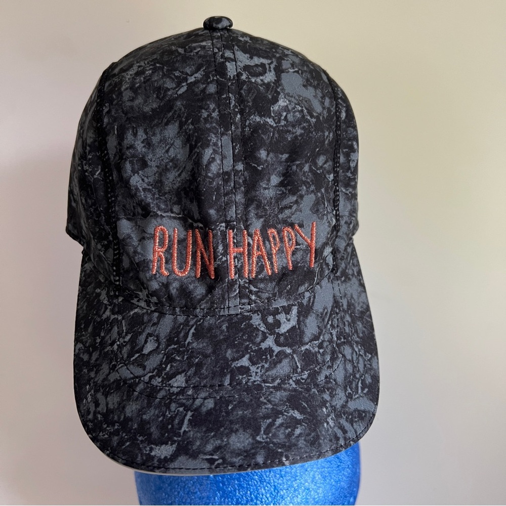 Black and Orange 'Run Happy' Cap